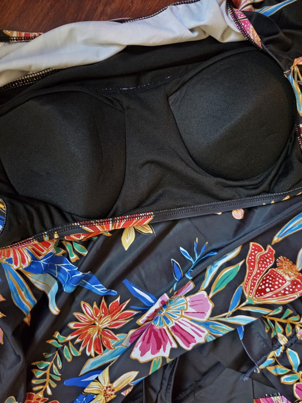 Sonnet Shores Size 16 Floral One Piece Swim Dress Black Multicolor - Picture 3 of 5